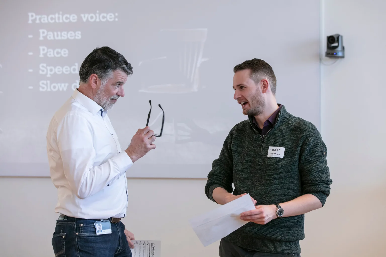 Team working together in a communication workshop